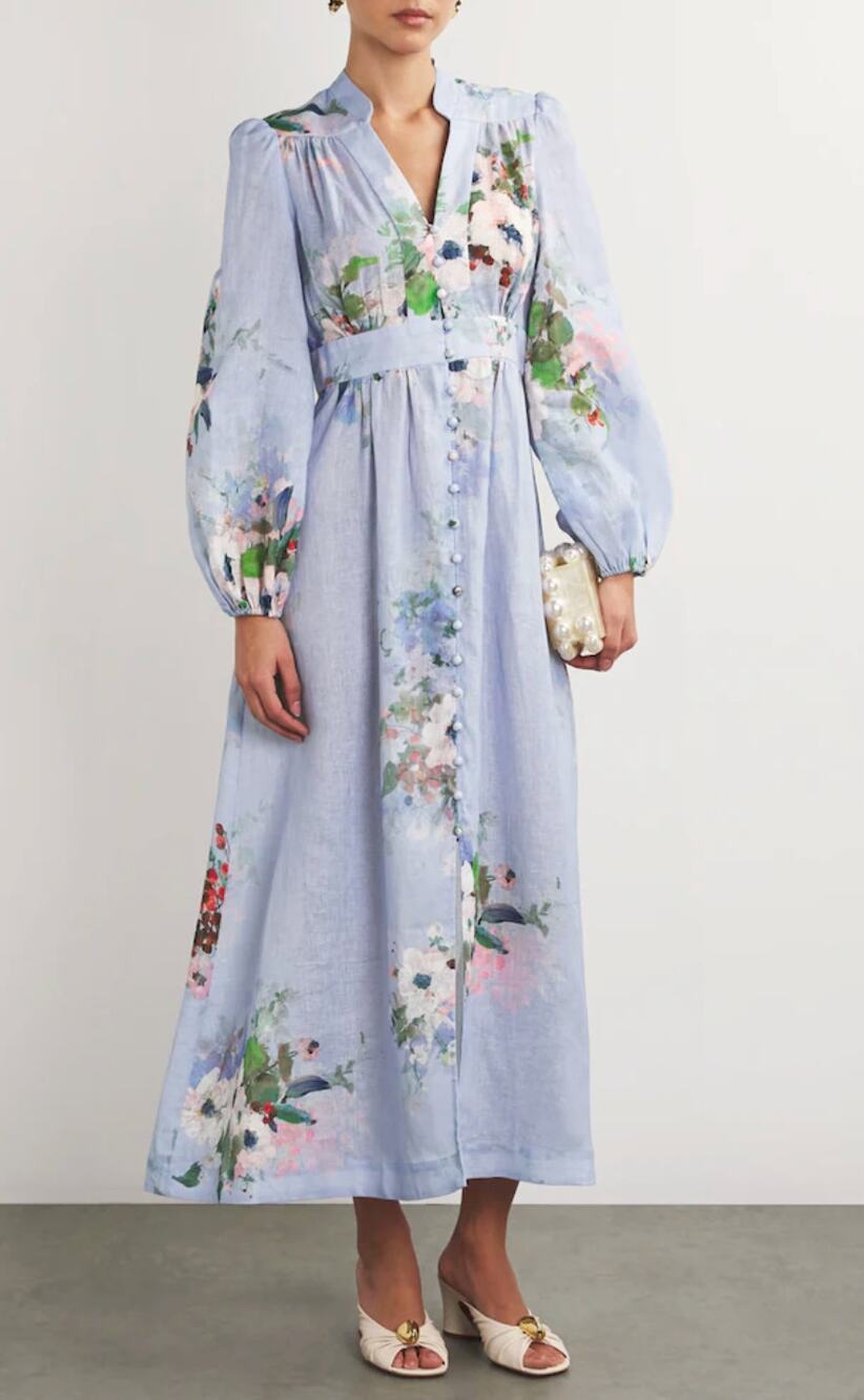Zimmermann Everley Linen Midi Dress size 1 US 6